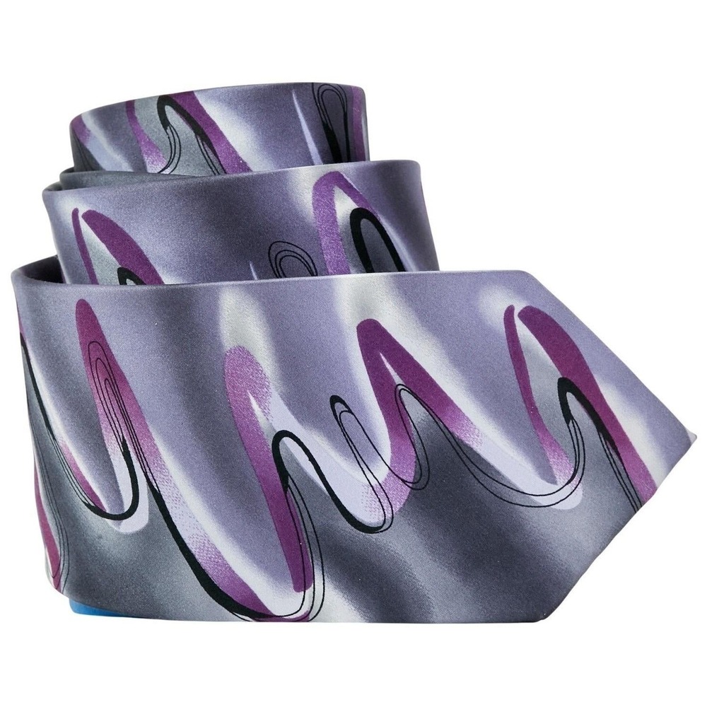 J. GARCIA Men's 100% Silk Necktie Designer FLOATING PLANES #52 Gray/Purple/Black